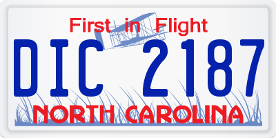 NC license plate DIC2187