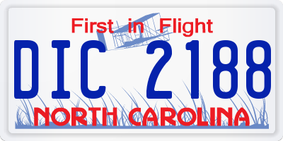 NC license plate DIC2188