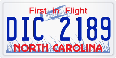 NC license plate DIC2189