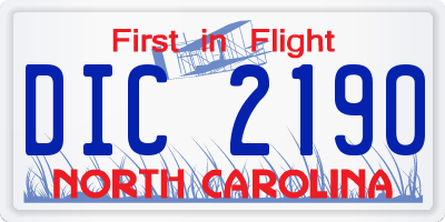 NC license plate DIC2190