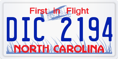 NC license plate DIC2194