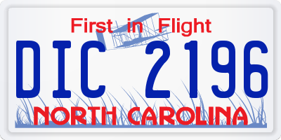 NC license plate DIC2196