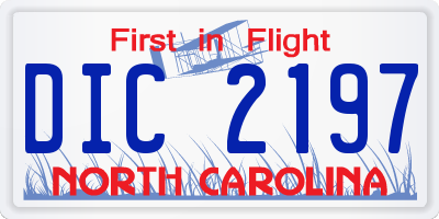 NC license plate DIC2197