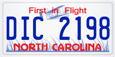 NC license plate DIC2198