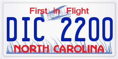 NC license plate DIC2200