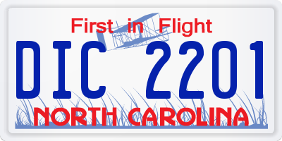 NC license plate DIC2201