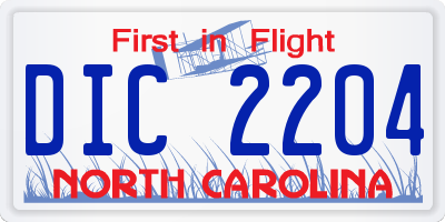 NC license plate DIC2204