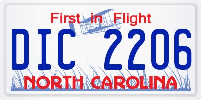 NC license plate DIC2206
