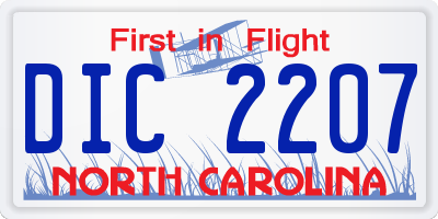 NC license plate DIC2207