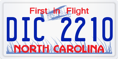 NC license plate DIC2210