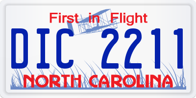 NC license plate DIC2211