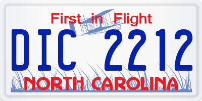 NC license plate DIC2212
