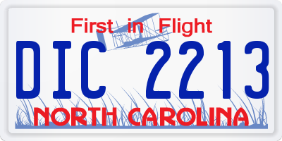 NC license plate DIC2213