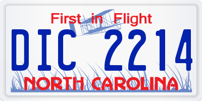 NC license plate DIC2214