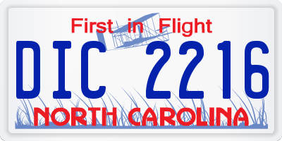 NC license plate DIC2216