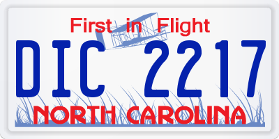 NC license plate DIC2217