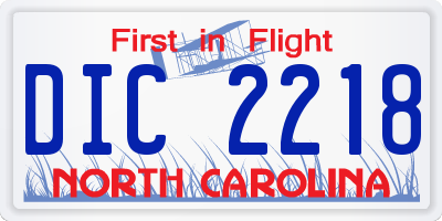 NC license plate DIC2218