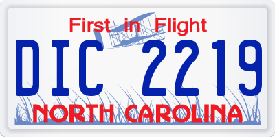 NC license plate DIC2219