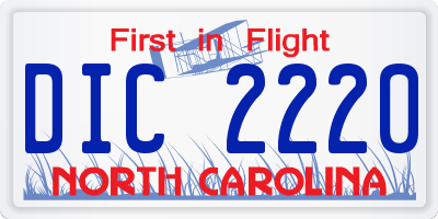 NC license plate DIC2220