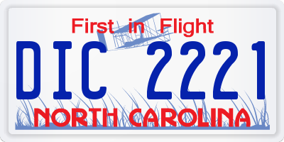 NC license plate DIC2221