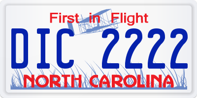 NC license plate DIC2222