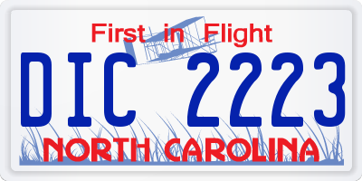 NC license plate DIC2223