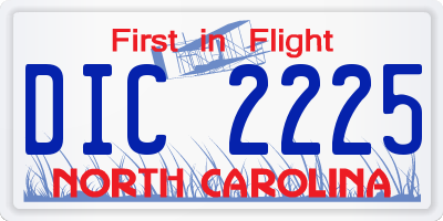 NC license plate DIC2225