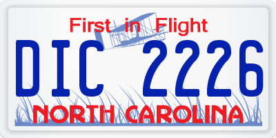 NC license plate DIC2226