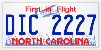 NC license plate DIC2227