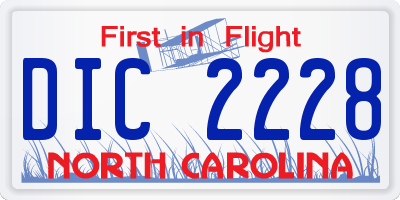 NC license plate DIC2228