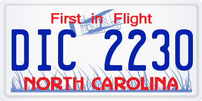 NC license plate DIC2230