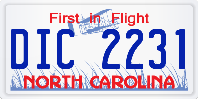 NC license plate DIC2231
