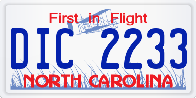 NC license plate DIC2233