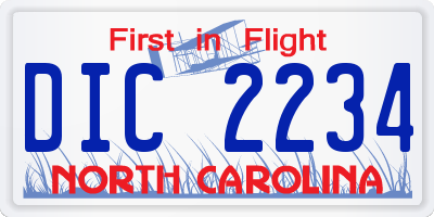 NC license plate DIC2234