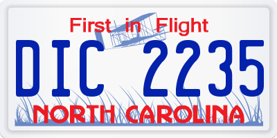 NC license plate DIC2235