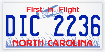 NC license plate DIC2236