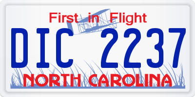 NC license plate DIC2237