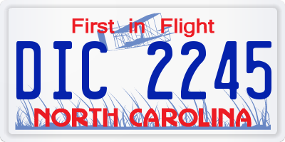 NC license plate DIC2245