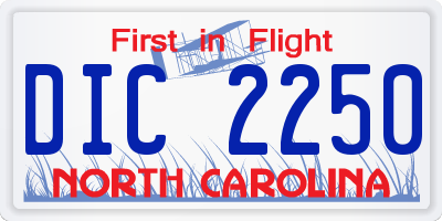 NC license plate DIC2250