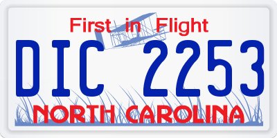 NC license plate DIC2253
