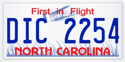 NC license plate DIC2254