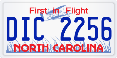 NC license plate DIC2256