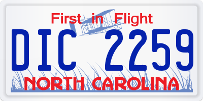 NC license plate DIC2259