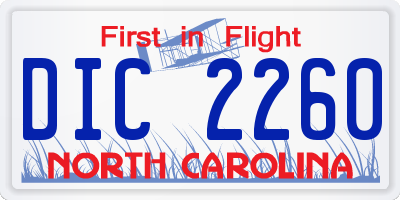 NC license plate DIC2260