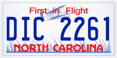 NC license plate DIC2261