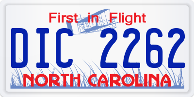 NC license plate DIC2262