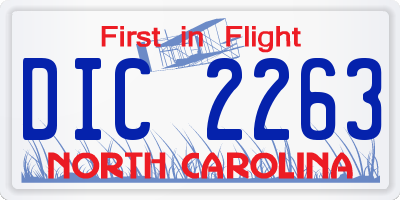 NC license plate DIC2263