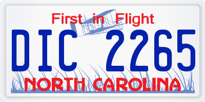 NC license plate DIC2265