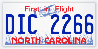 NC license plate DIC2266