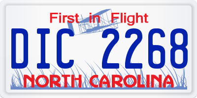 NC license plate DIC2268